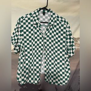 Checkered Button Up Short Sleeve Shirt